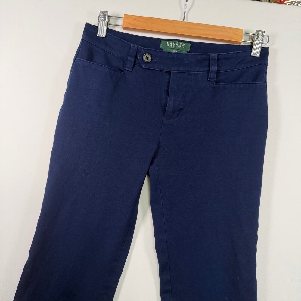 Lauren Ralph Lauren Women’s 2P Adelle Pants Cotton Stretch Blue Straight Leg EUC